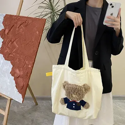 Cute Embroidered Women's Shoulder Bag Orange Large Capacity