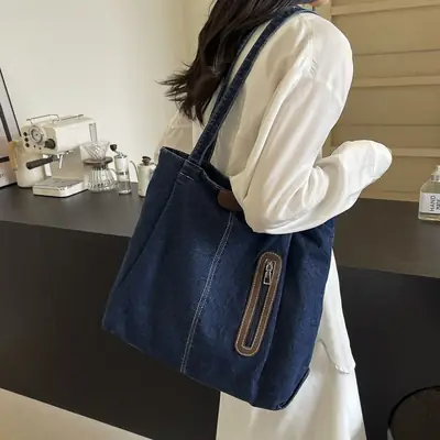 Women Canvas Tote Bag Dark Gray 2026 New