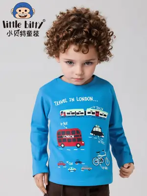 2025 Boys Cotton Long Sleeve T-Shirt Blue Travel London Print
