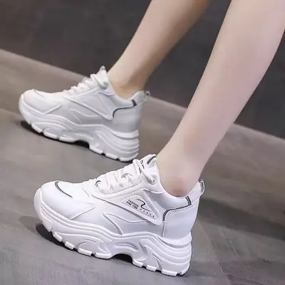 Women White Thick Sole Casual Shoes Summer Breathable