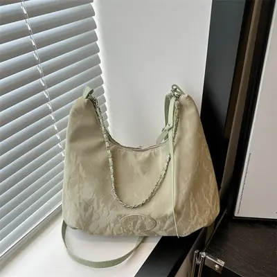Black Textured Shoulder Bag for Women 2024