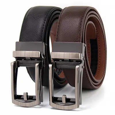 Men's 35mm Brown Leather Belt with Silver Buckle