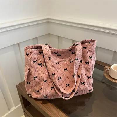 2024 Spring Shoulder Crossbody Tote Bag with Bow Print