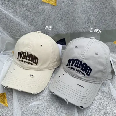 Korean Style Ins Cyber Celebrity NV Cotton Baseball Cap Big Head Ware for Men and Women Couple All-Match Soft Top Cap