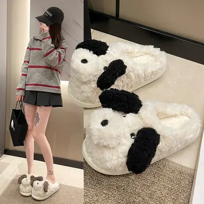 Winter Puppy Cotton Slippers, Home Shoes, Student Fashion Home Wholesale, Can Be Worn Outside, Couple Style, Plus Velvet, Home Leisure