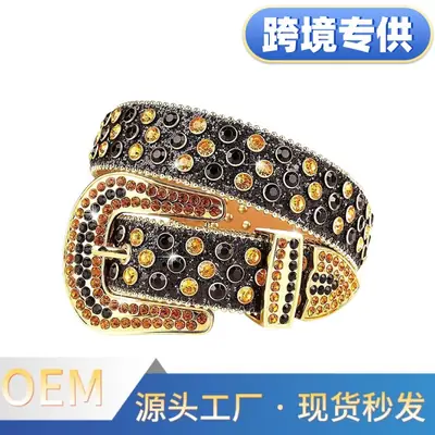 Blue Rhinestone Hip Hop Belt for Women Men