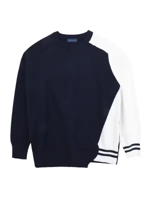Men's Black Knitted Sweater Irregular Hem Casual Top