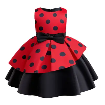 Red Polka Dot Bow Princess Dress for Girls