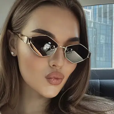 Women's Silver Gray Diamond Sunglasses for Summer