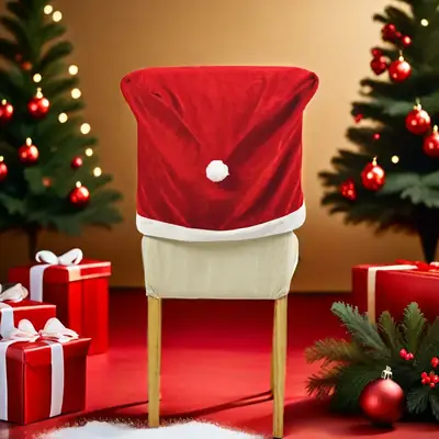 Red Santa Hat Chair Cover for Holiday Decor