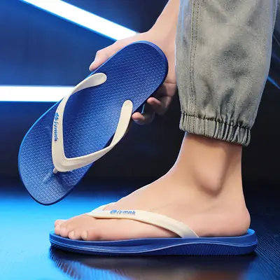 Men Blue Non-Slip Flip Flops Summer 2025