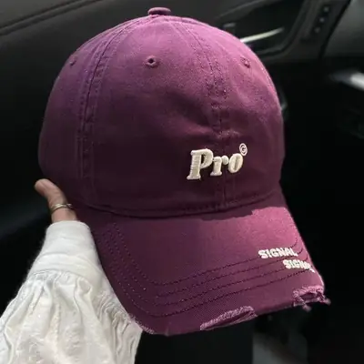 Pro Brand Women's Beige Ripped Baseball Cap Wide Brim Sunshade