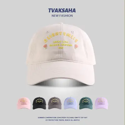 White Flower Letter Baseball Cap Women Summer Sun Protection