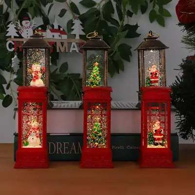 Christmas Wind Lamp with Santa Claus Decor