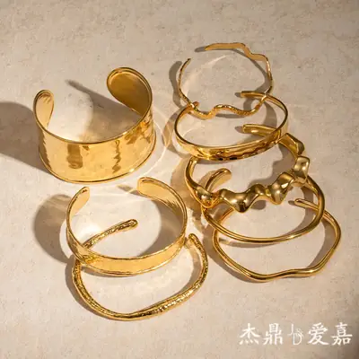 18K Gold Irregular Bracelets Set for Women