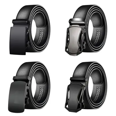 Men's Genuine Leather Belt Set of 4 Black