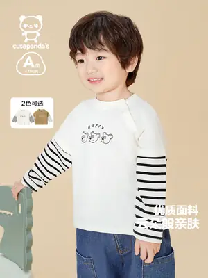 Baby Long Sleeve T-Shirt White Striped Spring Autumn Base