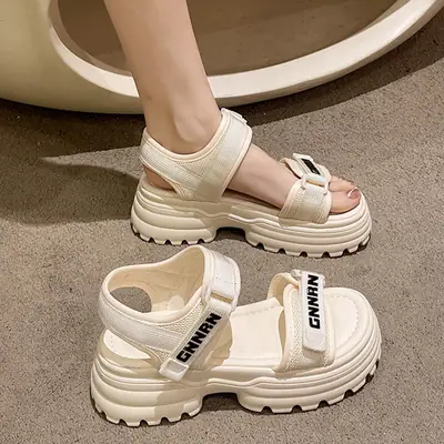 White Green Man Sandals for Women Lightweight Casual Beach Wear