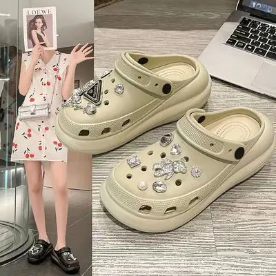 White Puff Thick Sandals for Women