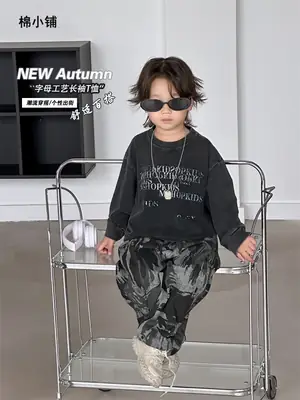 Boys Korean Style Loose Autum T-Shirt 2025