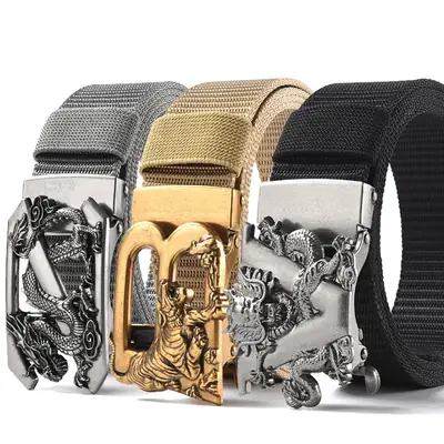 Men's Gold Nylon Belt with Joker Buckle