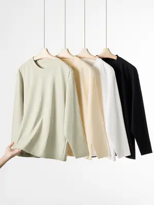 Japanese 230g Long Sleeve T-Shirt White Men Winter