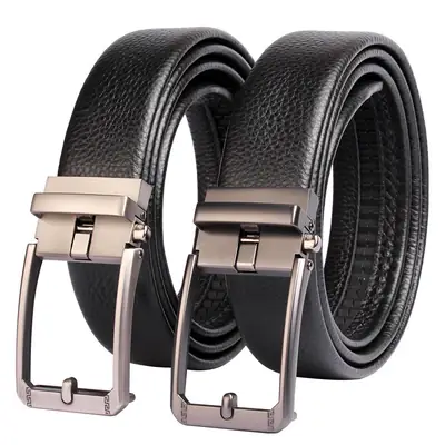 Men's Black Leather Crossbody Belt with Silver Buckle