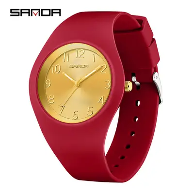 Red Silicone Quartz Watch for Girls