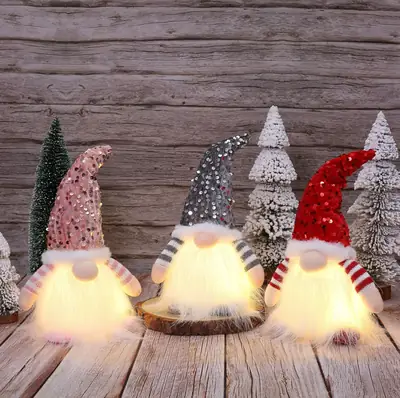 Red Christmas Gnome with High Lighted Top