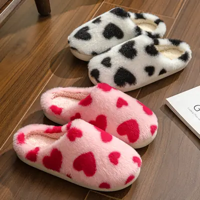Factory direct supply cross-border love cotton slippers soft, comfortable and refreshing cute warm slippers wholesale