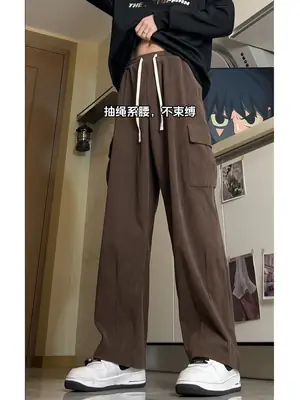 Hanlu Men's Brown Corduroy Cargo Pants Spring New
