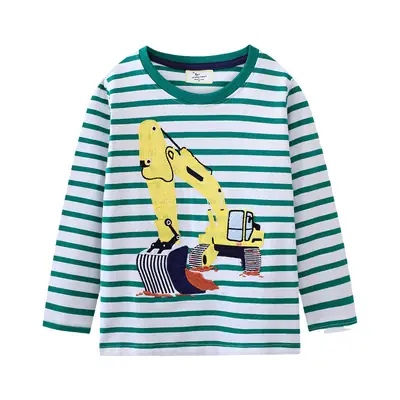 Children's Striped Long Sleeve T-Shirt Green White