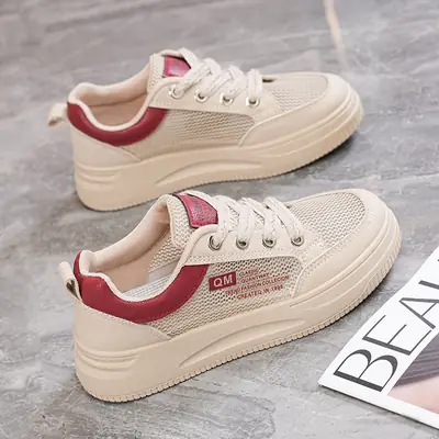 Women's White Mesh Casual Sneakers 2024 Summer