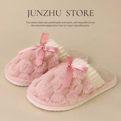 Cross-border in stock Mao Mao slippers women's autumn and winter lovers indoor warm non-slip plush cotton slippers