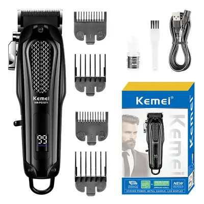 Kemei KM-PG1071 Digital Display Hair Clipper White Black