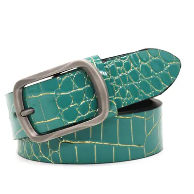 Green Croc Patchwork Belt for Men Women