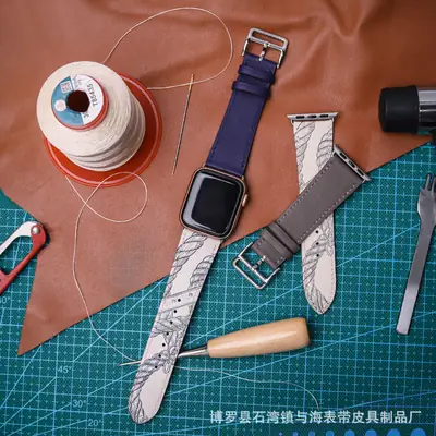 Suitable for Hermès Apple Watch 3 Apple Watch Strap Made of First-Layer Genuine Leather Iwatch11/Ultra3 Strap 46