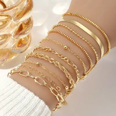 Gold Multi-Layer Chain Bracelet for Women