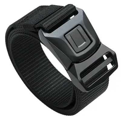 Men Tactical Nylon Belt Brown Gold Automatic Buckle