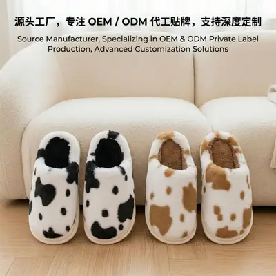 Slippers for Home Use, Non-Slip Cotton Slippers for Women, Fleece-Lined, Warm, Thick-Soled, Winter, Unisex, Cross-Border Non-Slip Home Slippers