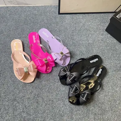 Me*Sha Double-Layer Bow Beach Flip-Flops Women