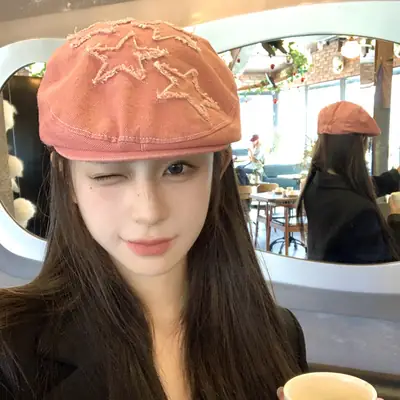 Japanese Style Star Forward Hat for Women Orange