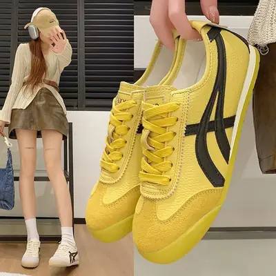 Women's Yellow German Training Shoes Flat Retro Summer Sneakers