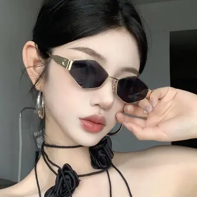 Golden Gray Rhombic Sunglasses for Women