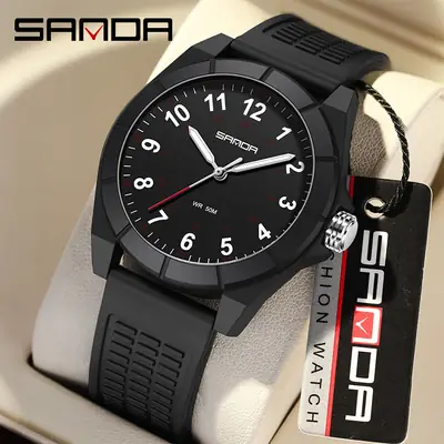 Sanda Green Silicone Water Resistant Watch for Men Women