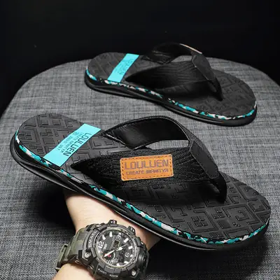 Men Casual Black Blue Non-Slip Sandals