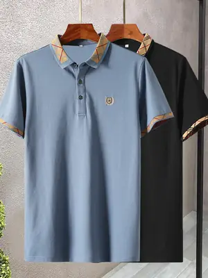 Men's White Embroidered Polo Shirt Summer Breathable