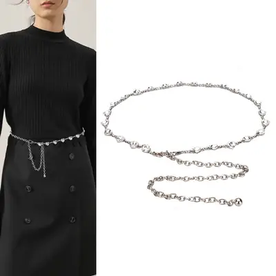 New Arrival Metal Waist Chain Women's Fashionable Elegant All-Match Dress Clothing Matching Body Chain Inlaid Rhinestone Belt
