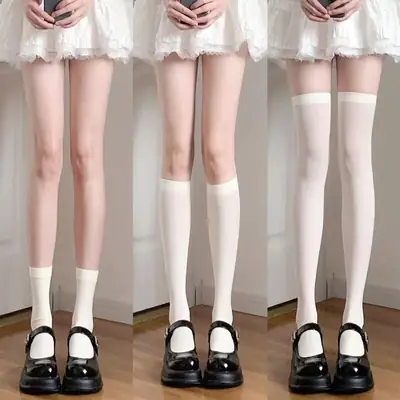【Dropshipping】Velvet Calf Socks Jk Style Mid-Calf Over-The-Knee Socks Spring, Autumn, and Winter Thin Short Socks Knee-High Socks