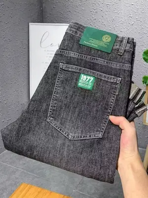 Men Slim Fit Stretch Grey Jeans 2024